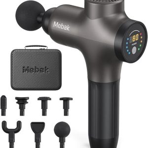 Mebak 3 Massage Gun, Massage Gun Deep Tissue for Athletes, Professional Muscle Percussion Massager, Massager for Shoulder Leg Back Body Pain Relief, Quiet Portable Sport Tool, Gifts for Him