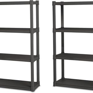 Sterilite 2-Pack 4 Shelf Unit, Heavy-Duty Shelving Storage and Utility Rack – Standing Plastic Organizer Shelves for Kitchen, Bathroom, and Garage