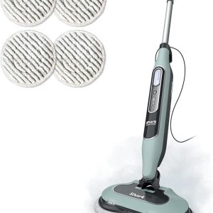 Shark Steam & Scrub Steam Mop, All-in-One Scrubbing and Sanitizing Hard Floor Cleaner, LED Headlights, 4 Dirt Grip Soft Scrub Pads Included, XL Water Tank, Swivel Steering, Hawaiian Grey, S8001