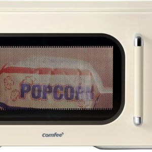 COMFEE’ Retro Microwave Oven, Small Microwave with 6 Auto Menus, 0.9 cu.ft Countertop Compact Microwave with Multi-stage Cooking, Mute Function, LED digital, Apricot/900W, CMO-MMP02AA(AT)