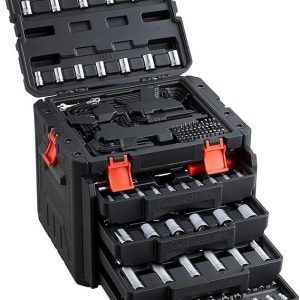 VEVOR Mechanics Tool Set and Socket Set, 1/4″ 3/8″ 1/2″ Drive Deep and Standard Sockets, 450 Pcs SAE and Metric Mechanic Tool Kit with Bits, Combination Wrench, Hex Wrenches, Accessories, Storage Case