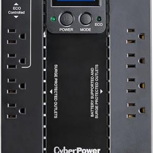 CyberPower EC850LCD Ecologic UPS Battery Backup and Surge Protector, 850VA/510W, 12 Outlets, ECO Mode, Compact, UL Certified