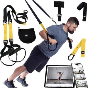 TRX All-In-One Home Gym System – Complete Suspension Training Kit for Strength Training, HIIT & Full-Body Workouts at Home or Outdoors, Includes Indoor & Outdoor Anchors