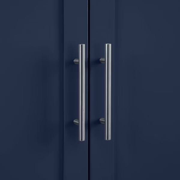 Tall Kitchen Storage Pantry Navy: Traditional Farmhouse Design, Wood Veneer, MDF Frame, 3 Adjustable Shelves