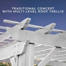 14×10 hawthorne traditional steel pergola with sail shade soft canopy - Image 8