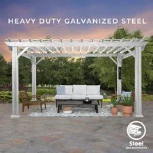 12×10 hawthorne traditional steel pergola with sail shade soft canopy - Image 5