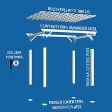 12×10 hawthorne traditional steel pergola with sail shade soft canopy - Image 13
